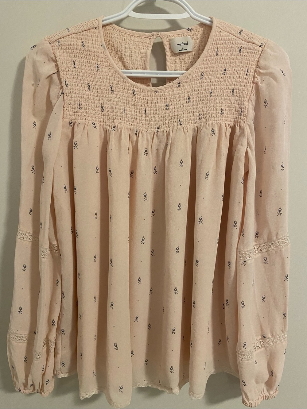 Wilfred Pale Blush Floral Smocked Yoke Blouse